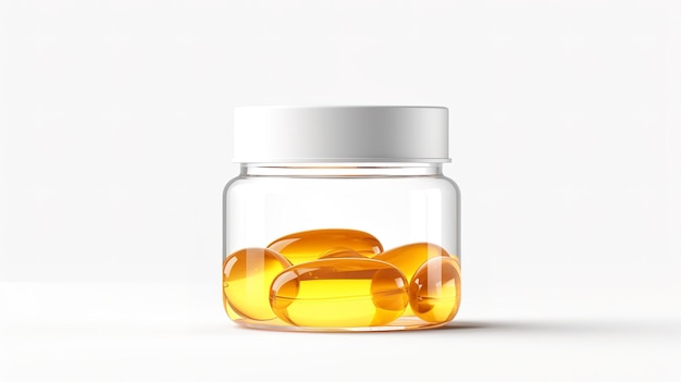 Clear Jar with Fish Oil Capsules Mockup