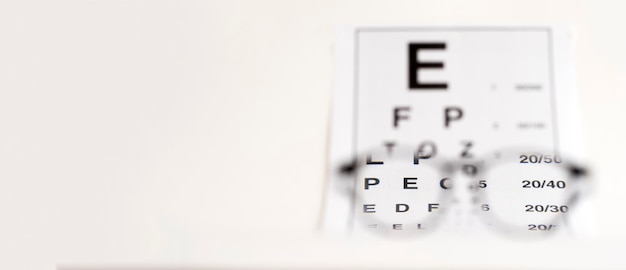 Clear letters for checking vision through glasses Image with selective focus