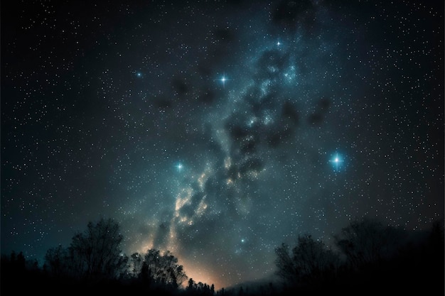 Clear night sky with patterns of stars and galaxies