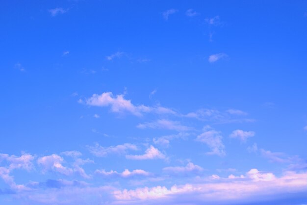 Clear peaceful blue sky over which white clouds float slowly like waves Background Banner Screen saver on the monitor