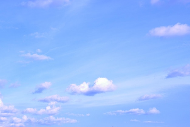 Clear peaceful blue sky with fluffy white clouds floating slowly Background Banner Screensaver on the monitor