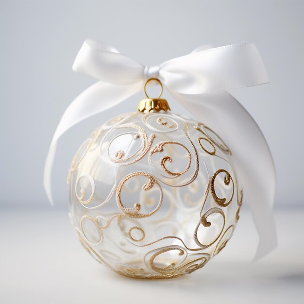 Photo a clear plastic christmas tree ball with gold decoration