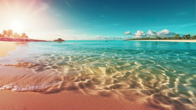 Clear Sea Water and Sand Beach Summer Background