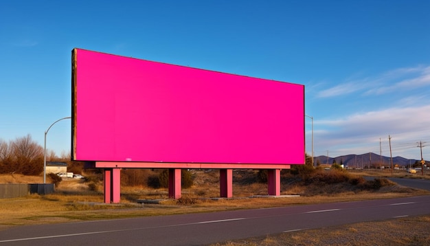 Clear sky empty roadside blue billboard no people transportation advertisement generated by artificial intelligence