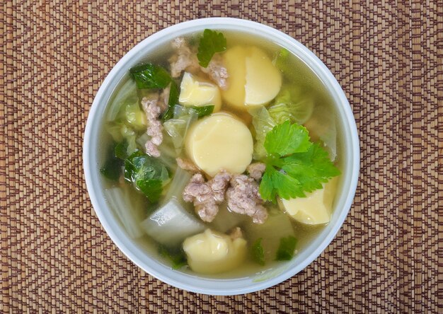 Clear Soup with Tofu and Minced Pork