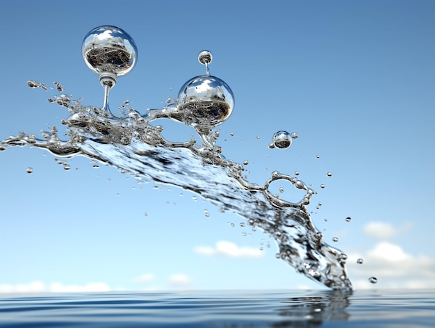 Clear splashes of water in a beautiful pool