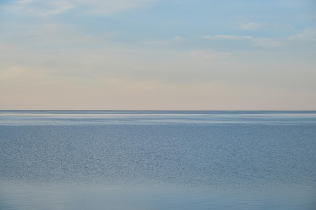 Clear summer sky Beautiful seascape Lake Ilmen Novgorod region Russia