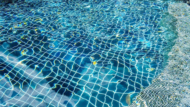 Clear swimming pool water surface texture background.