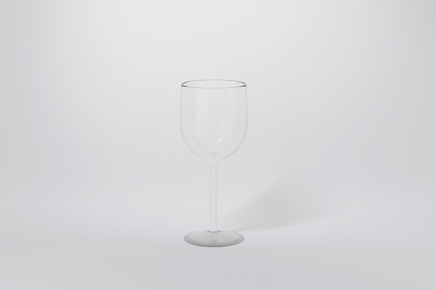 Clear transparent modern vine glass isolated on white background luxury glassware 3d