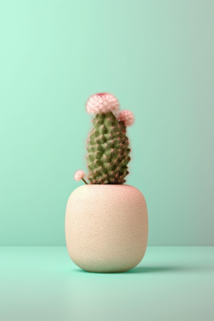 clear vase of cactus poster in the syle of minimalism AI Generate