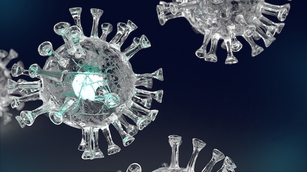 Clear virus in black background  for  coronavirus content 3d rendering
