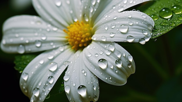 花 の 上 に 透明 な 水 の 滴