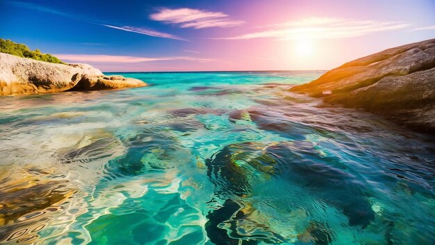 Clear water sea near rocks at daytime