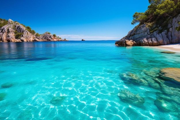 the clear waters of the sea