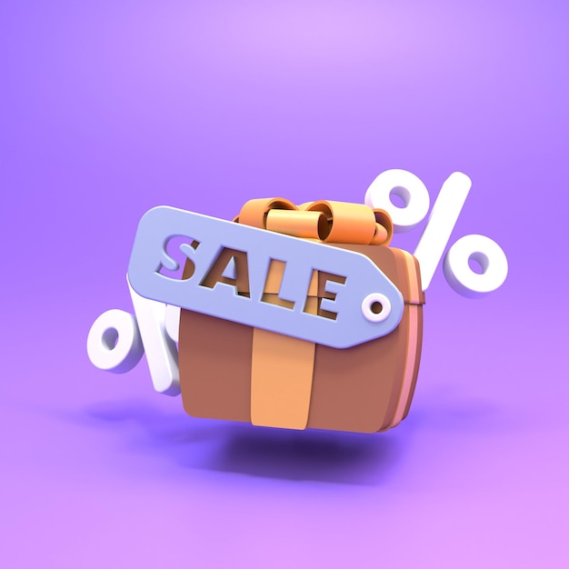 Clearance sale concept with gift boxes. 3d render illustration.