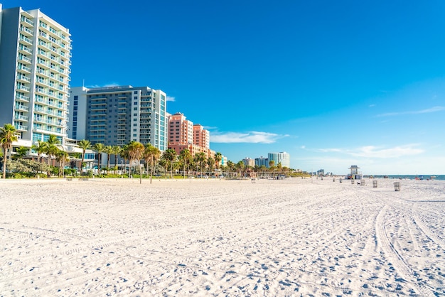 Clearwater beach with beautiful white sand in florida usa