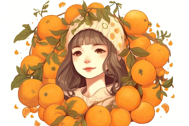 Clementine Illustration Food illustration Generative AI