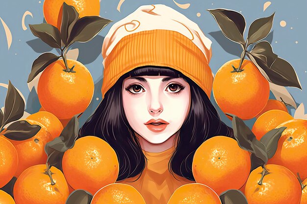 Clementine Illustration Food illustration Generative AI