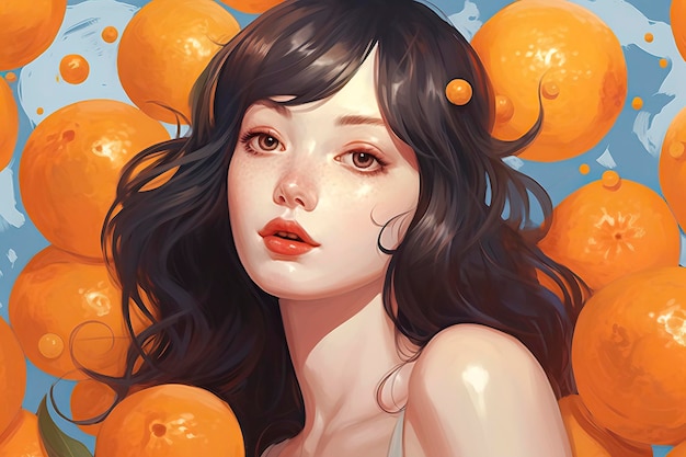 Clementine Illustration Food illustration Generative AI