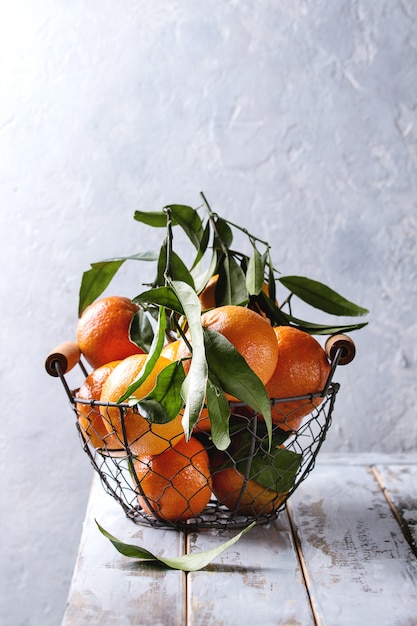 Clementines with leaves