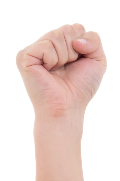 Clenched male fist isolated on white background