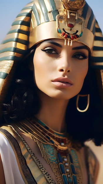 Cleopatra Mooie Egyptische vrouw prinses oude farao stijl