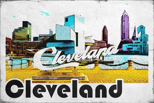 Photo cleveland vintage travel postcard