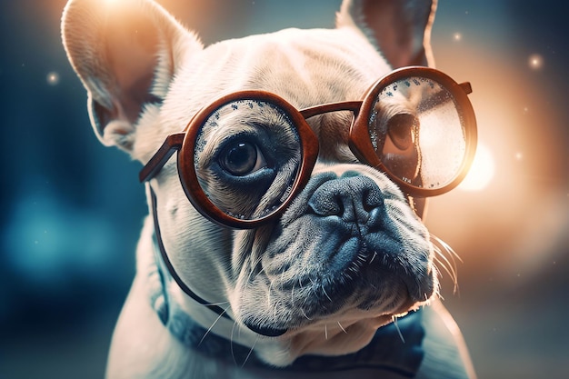 Clever dog glasses Education funny Generate Ai