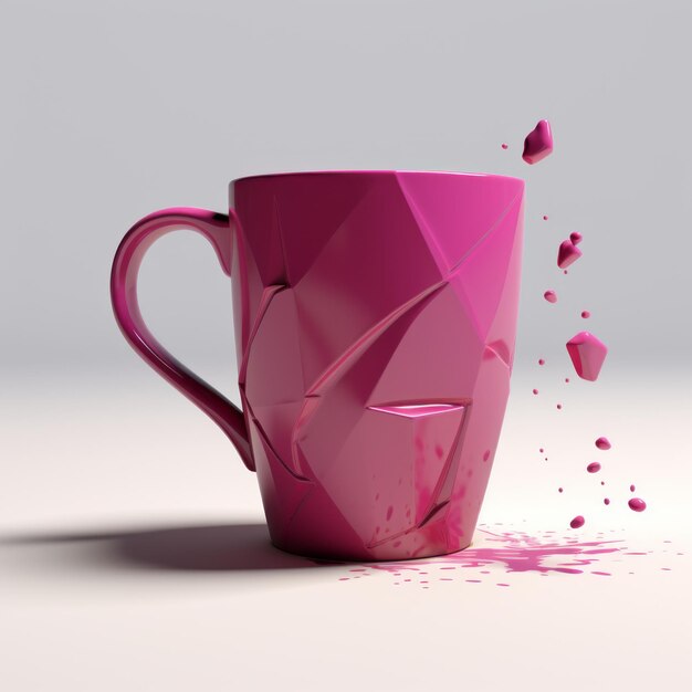 Clever And Humorous 3d Broken Mug Image In Magenta