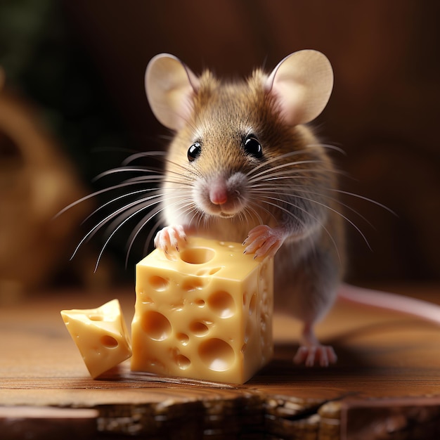 A Clever Mouse Is Cautiously Approaching a Mousetrap Tempted by Cheese