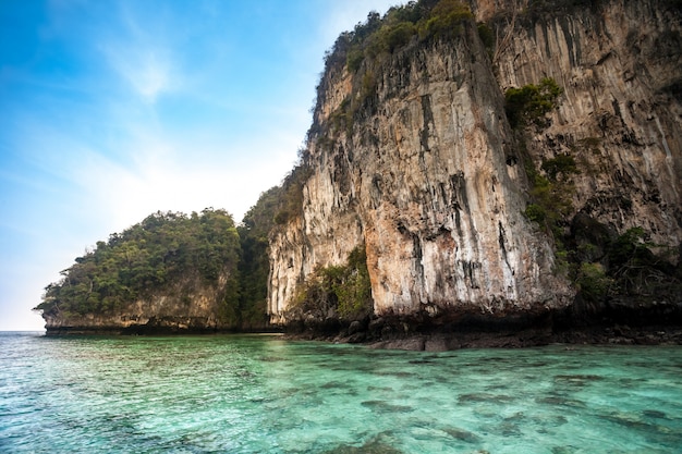 Cliff and the clear sea 