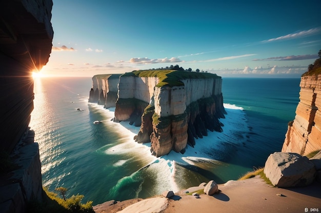 A cliff face in the ocean with the words " the cliff face " on the right.