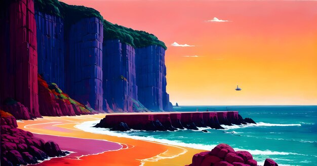 油絵 絵画 【砂浜の夕暮れ】(海岸の地平線の海の夕暮れ穏やかで 油絵 絵画 【砂浜の夕暮れ】(海岸の地平線の海の夕暮れ穏やかで