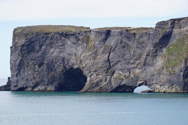 Cliff at reynisfjara black beach in iceland