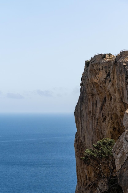 Cliff sea with sky in background