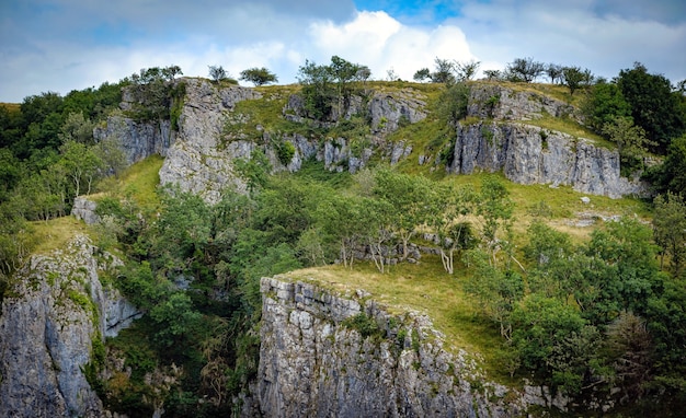 Cliffs of Cheddar Gorge from high viewpoint.