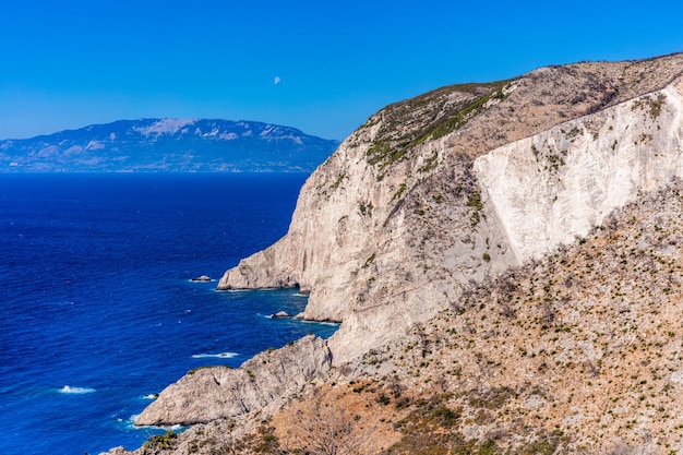 Cliffs and ioanian sea at zakynthos greece