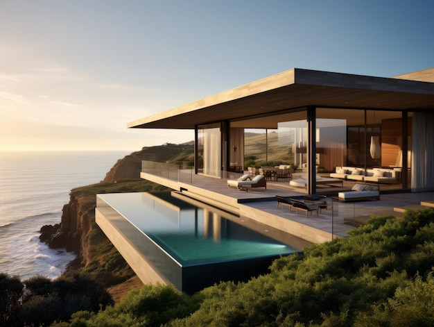 A clifftop residence where a sleek modern house