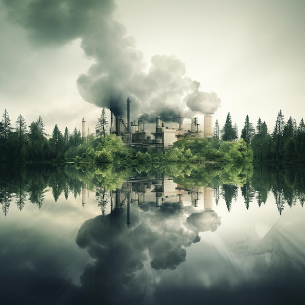 Photo climate change and co2 pollution hd 8k wallpaper stock photographic image