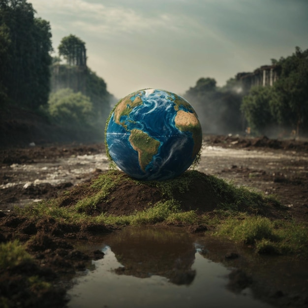 Foto cambiamento climatico riscaldamento globale terra in pericolo terra immagine