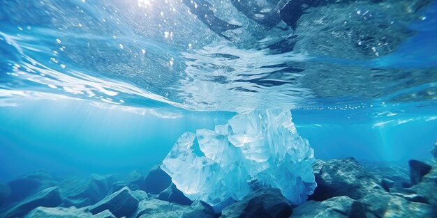 写真 気候変動 氷山の水中美しさ 北極の深さのクリスタル秘密 海の謎