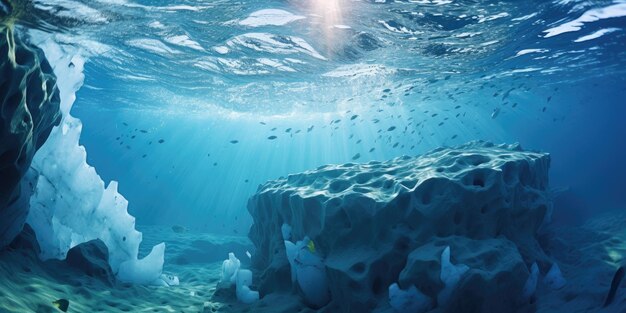 写真 気候変動 氷山の水中美しさ 北極の深さのクリスタル秘密 海の謎