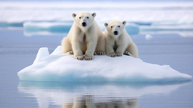 Climate change Polar Bears Posing Majestically on Icy Perch Portending the Harms of Climate Change