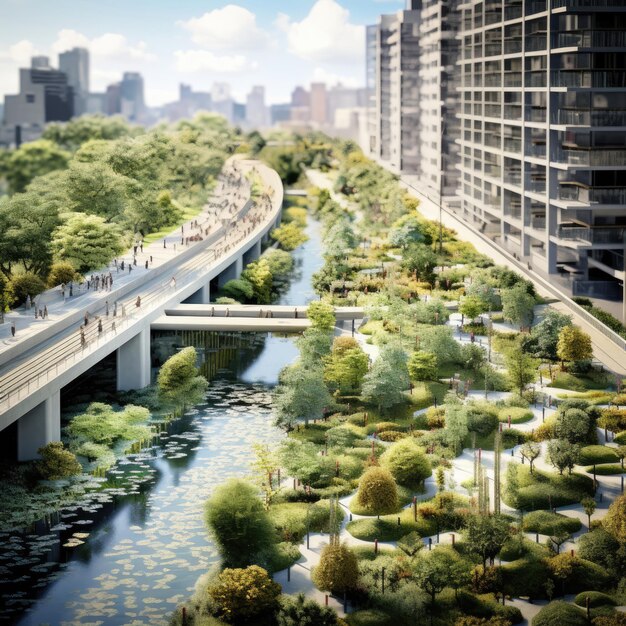 Premium AI Image | Climate change a Serene Urban Landscape Amidst the ...
