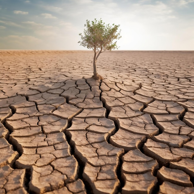 Climate Change Tree on DroughtRidden Land Generative AI