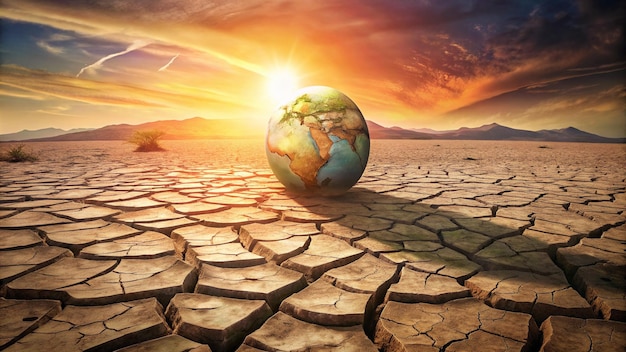 Photo climate change with dry soil