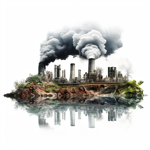Photo climate change with industrial pollution