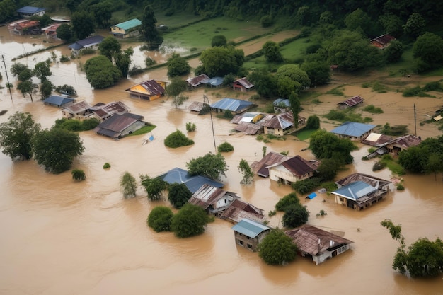 Photo climate changerelated natural disasters and their consequences such as flooding and landslides created with generative ai