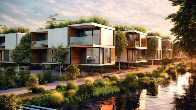 Climate resilient housing construct housing units AI generated