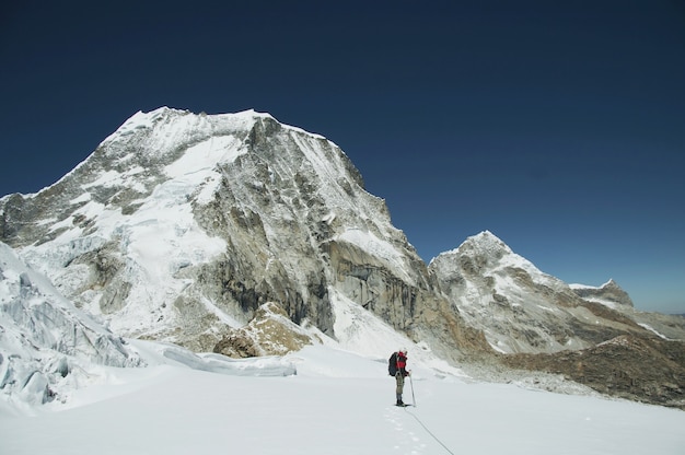 The climb on the Ranrapalca peak in Cordilleras